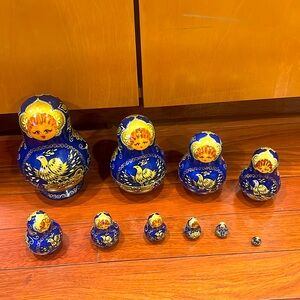 Set of 10 Beautiful Russian Matryoshka 9" Nesting Dolls Hand Painted